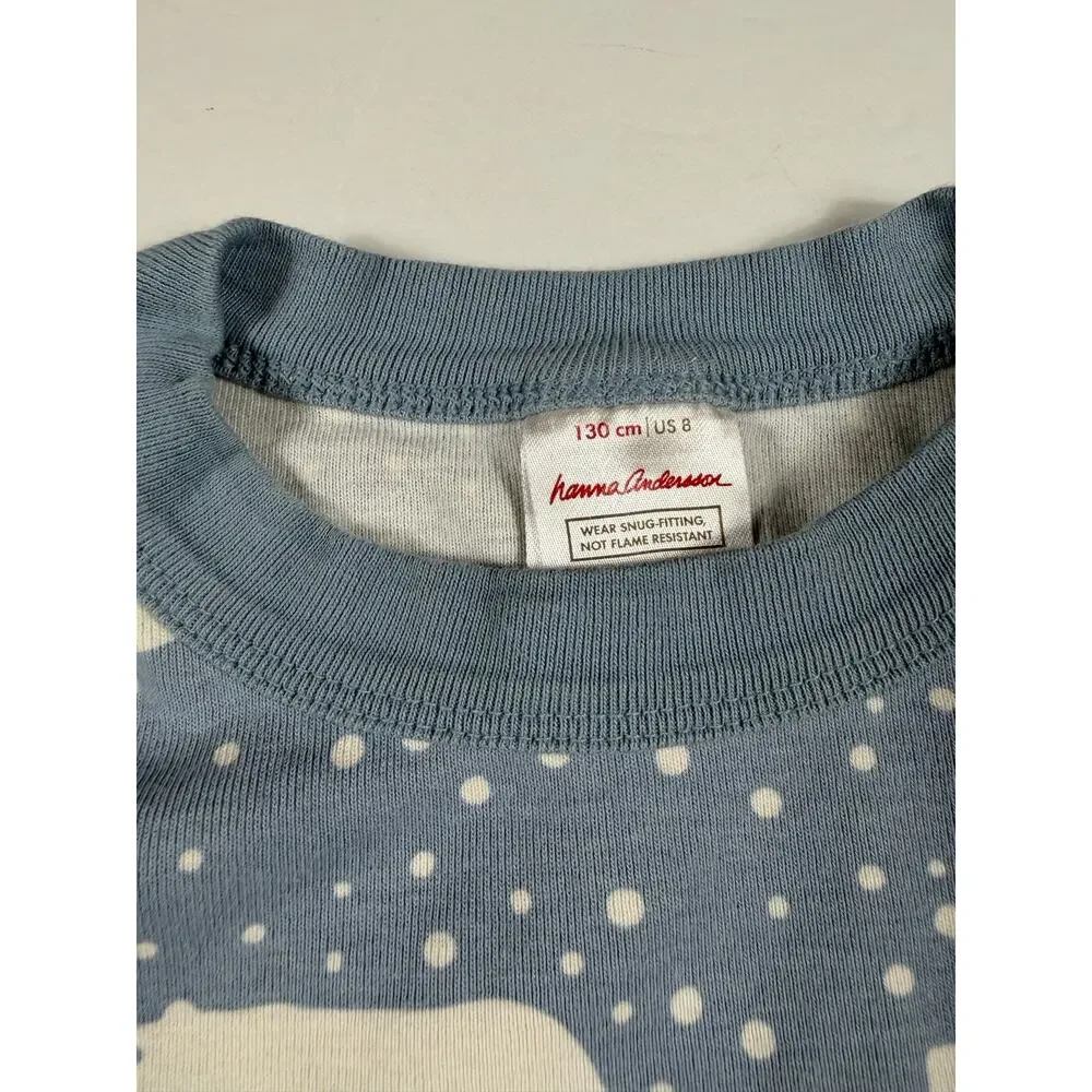 Hanna Andersson Blue Polar Bear Organic Cotton Pajama Set Size 8 (130 cm)